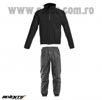 Costum moto ploaie (geaca+pantaloni) Seventy model SD-S1 culoare: negru – marime: XXL (montare peste echipament)